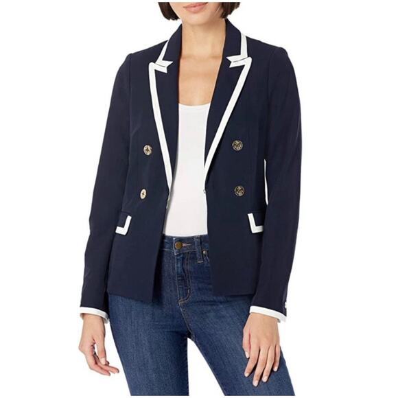 Tommy Hilfiger Faux Double Breasted Navy Nautical Blazer, Size 4 - Picture 1 of 9